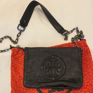 Tory Burch black crossbody with silver hardware.
